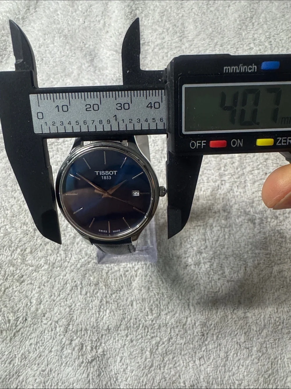 Tissot Watch with Black Leather Strap and Silver Clasp